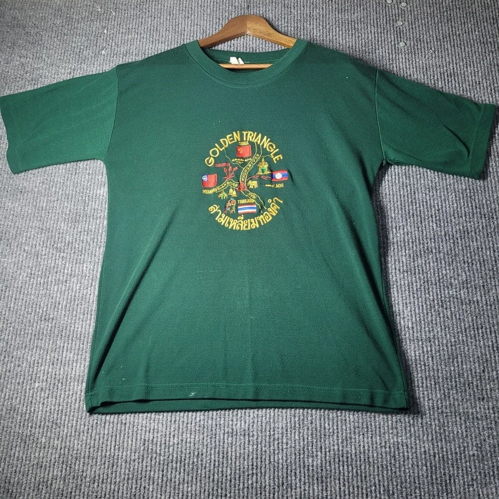 2x Golden Triangle XL Men's T‎ Shirt, China, Laos, Myanmar, Thailand Embroidered